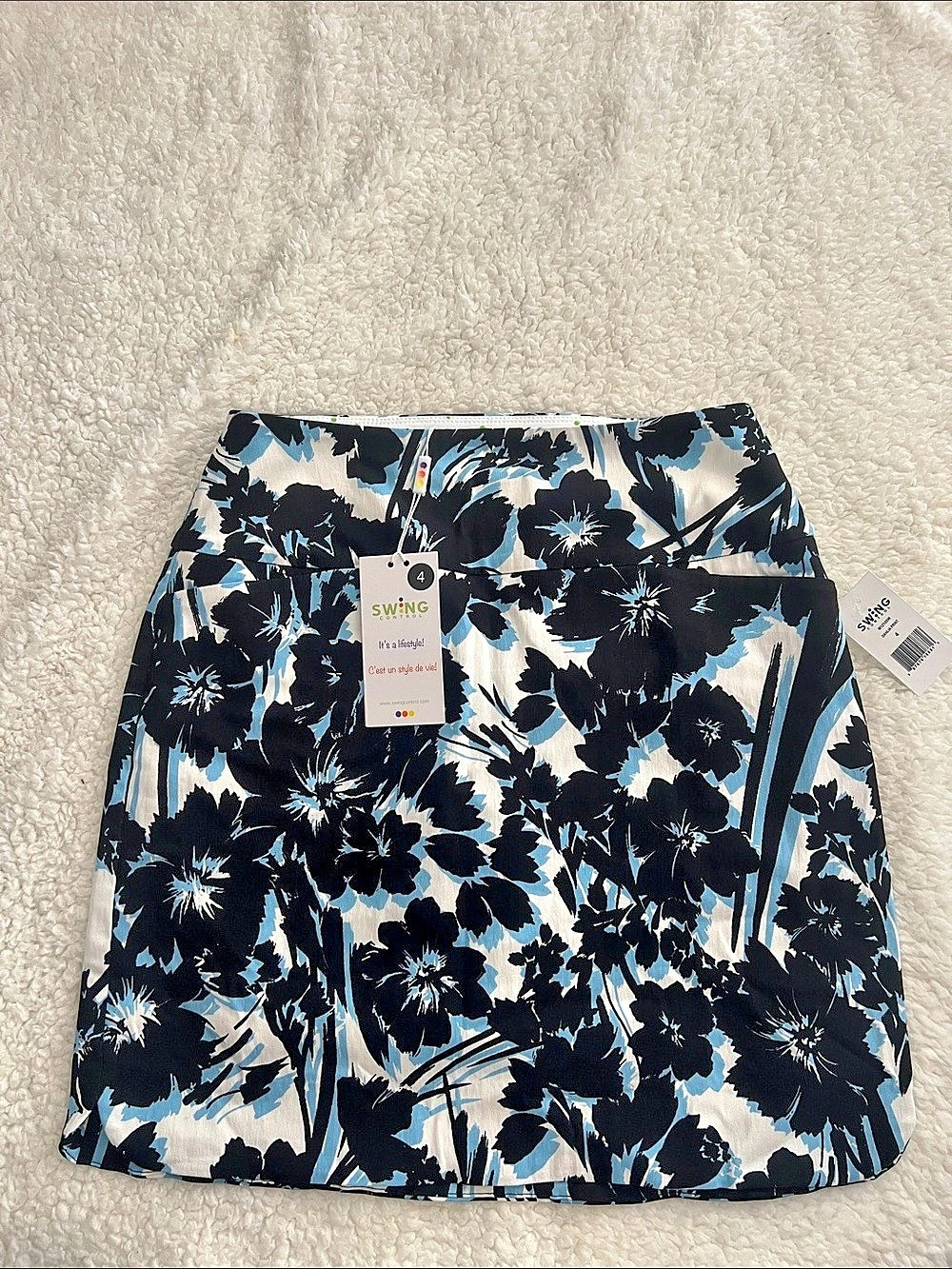 Swing Control Floral Mini Skirt in Black & Blue NWT size 4